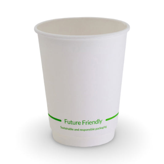 12oz White cups PLA Biodegradable Double Wall – 1000 per carton
