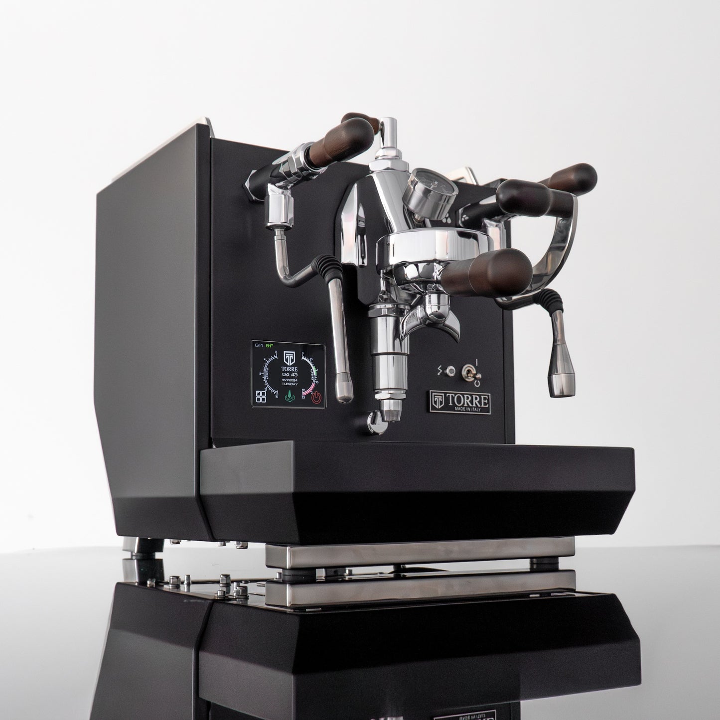 Torre Adele Matte Black 1 Group Coffee Machine With Wood