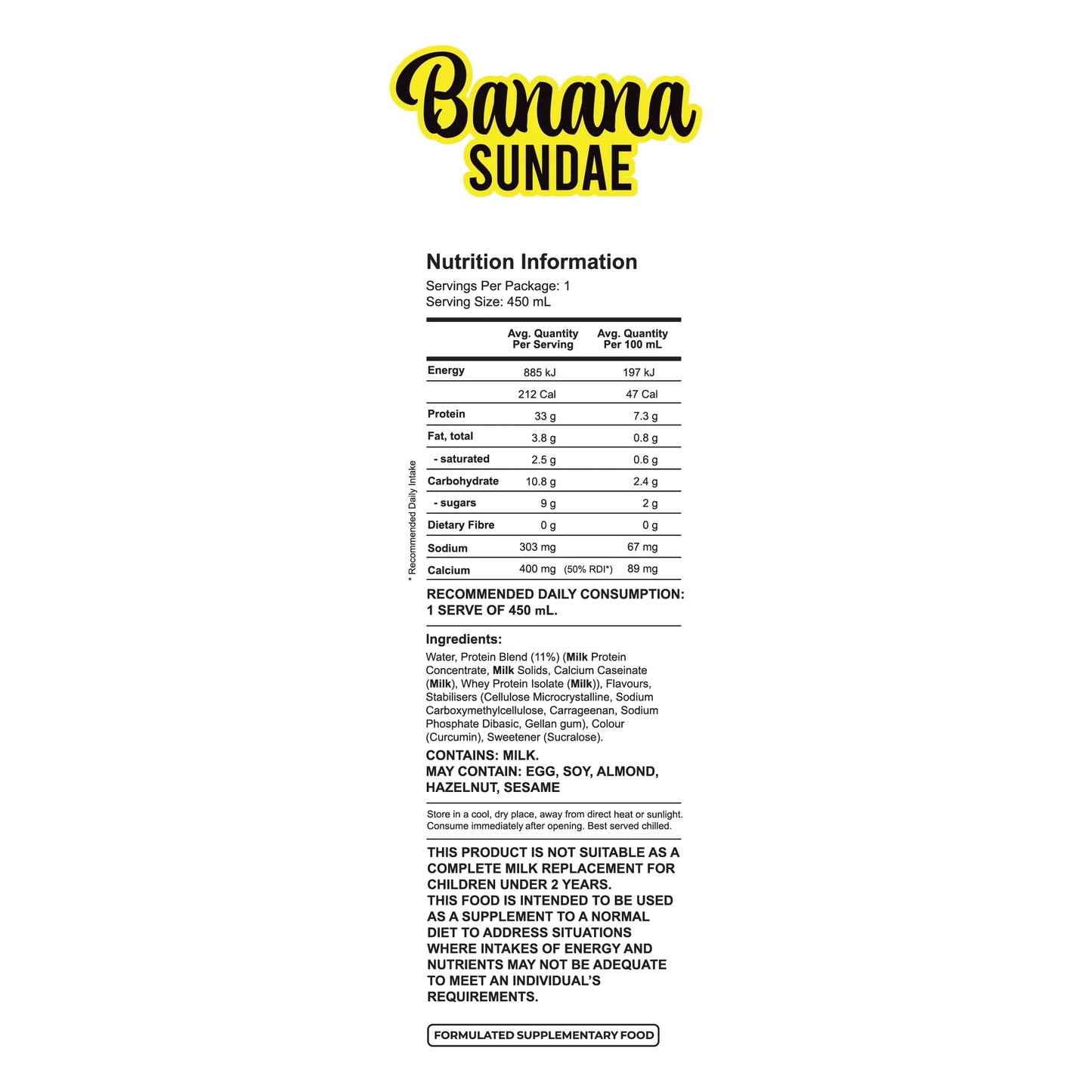Ultimate Protein RTD by GorillaX Labs - Banana Sundae 450ml - 12 pack carton